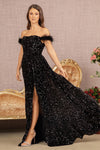 Prom Dresses Long Off Shoulder Velvet Prom Dress Black