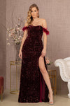 Prom Dresses Long Off Shoulder Velvet Prom Dress Wine