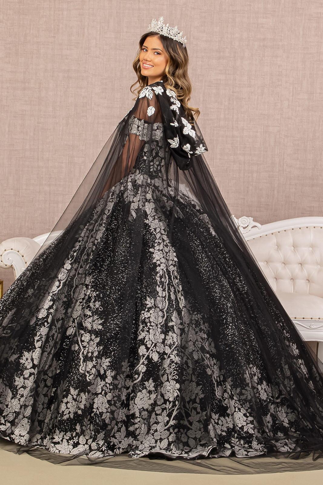 Quinceniera Dresses Long Quinceanera Dress Glitter Ball Gown Black/White