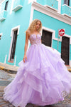 Prom Dresses Layered Long Formal Prom Glitter Dress Lilac