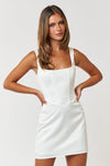 Cocktail Dresses Short Sleeveless Satin Bodycon Dress Off White