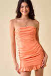 Cocktail Dresses Short Strapless Back Ribbon Dress Tangerine