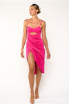 Cocktail Dresses Spaghetti Strap Wrapped Scuba Midi Dress Fuchsia