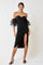 Cocktail Dresses Off Shoulder Organza Ruffle Sleeve Midi Dress Black