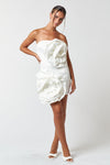 Cocktail Dresses Short Strapless Rosette Satin Dress Off White