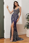 Prom Dresses Spaghetti Strap Long Prom Dress Navy