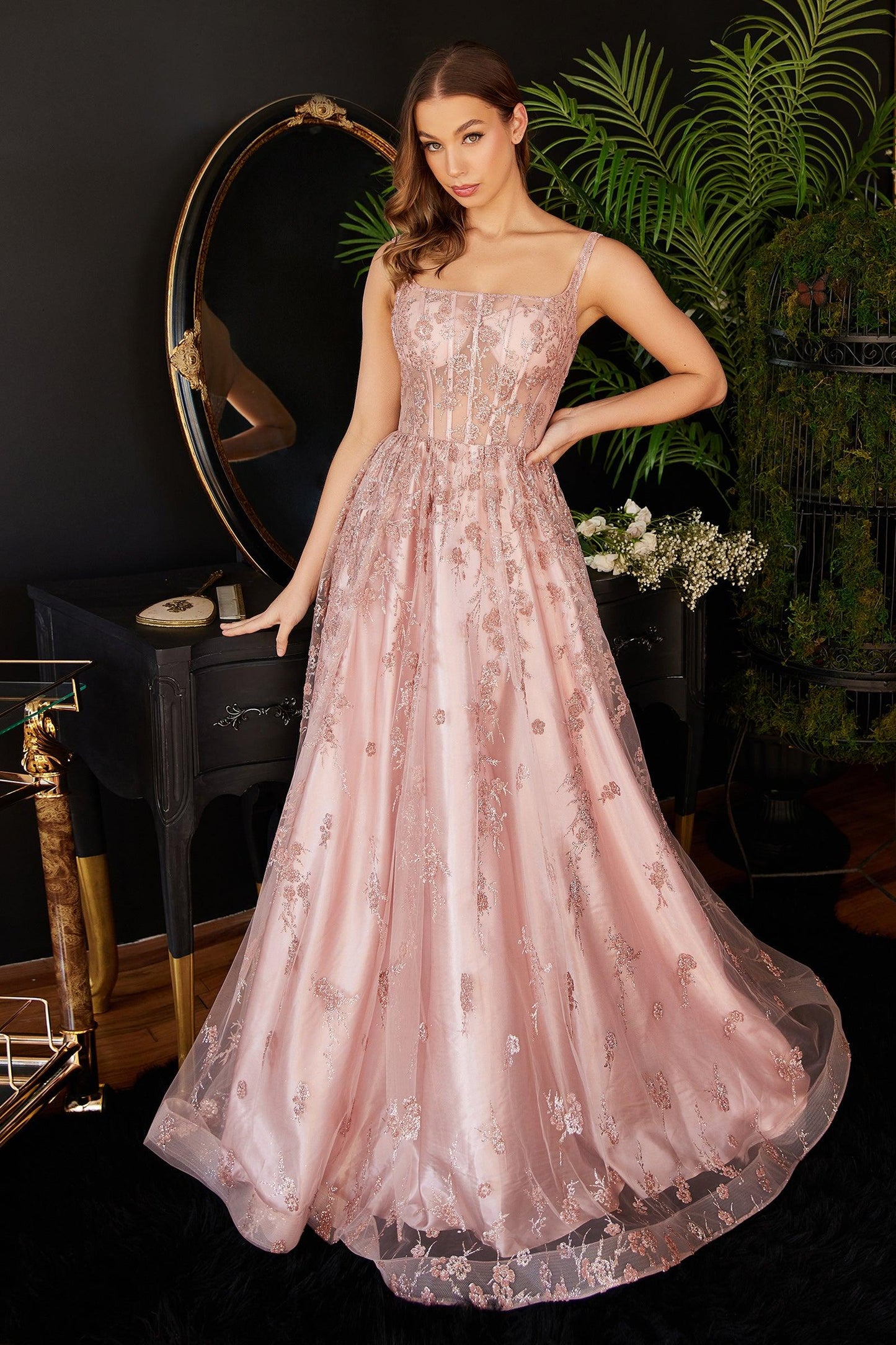 Prom Dresses Long A-Line Evening Gown Rose Gold