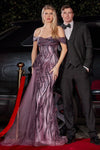 Prom Dresses Off Shoulder Long Fitted Evening Gown Eggplant