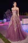 Prom Dresses Strapless Long Prom Dress Gold Violet