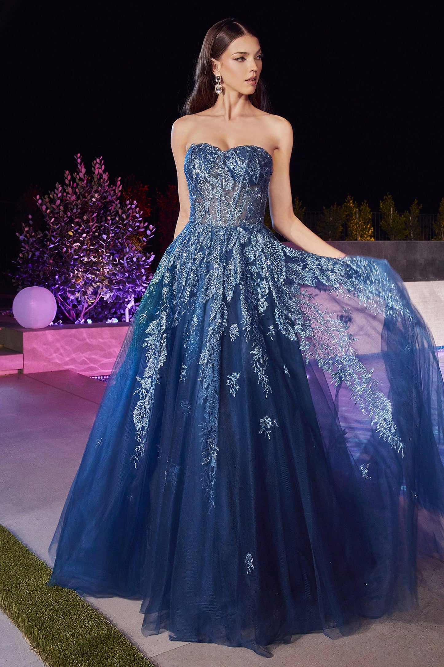 Prom Dresses Strapless Long Prom Dress Lapis Blue