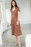 Cocktail Dresses Short Sleeve Button Down Dress Rust