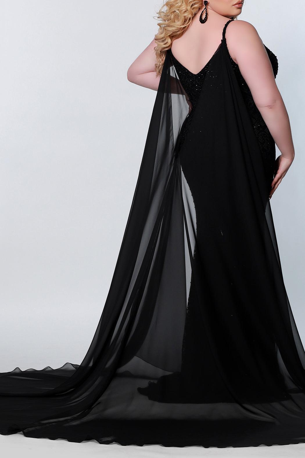 Formal Dresses Long Chiffon Cape Black