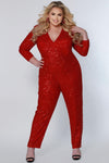 Formal Dresses Plus Size Long Sleeve Formal Jumpsuit Firecracker