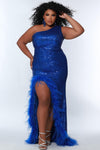 Prom Dresses Long One Shoulder Plus Size Prom Gown Cobalt