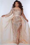 Prom Dresses Long Plus Size Formal Overskirt Prom Gown Champagne Swirl