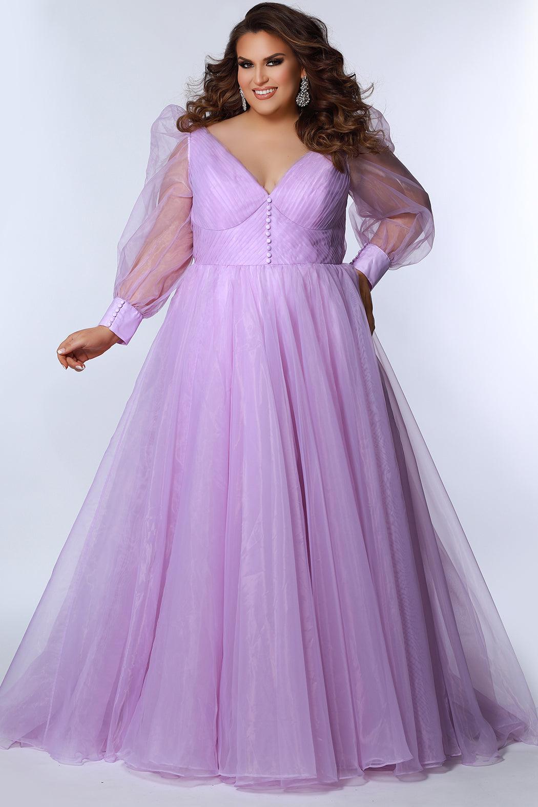 Formal Dresses Plus Size Long Sleeve Evening Formal Gown Lilac