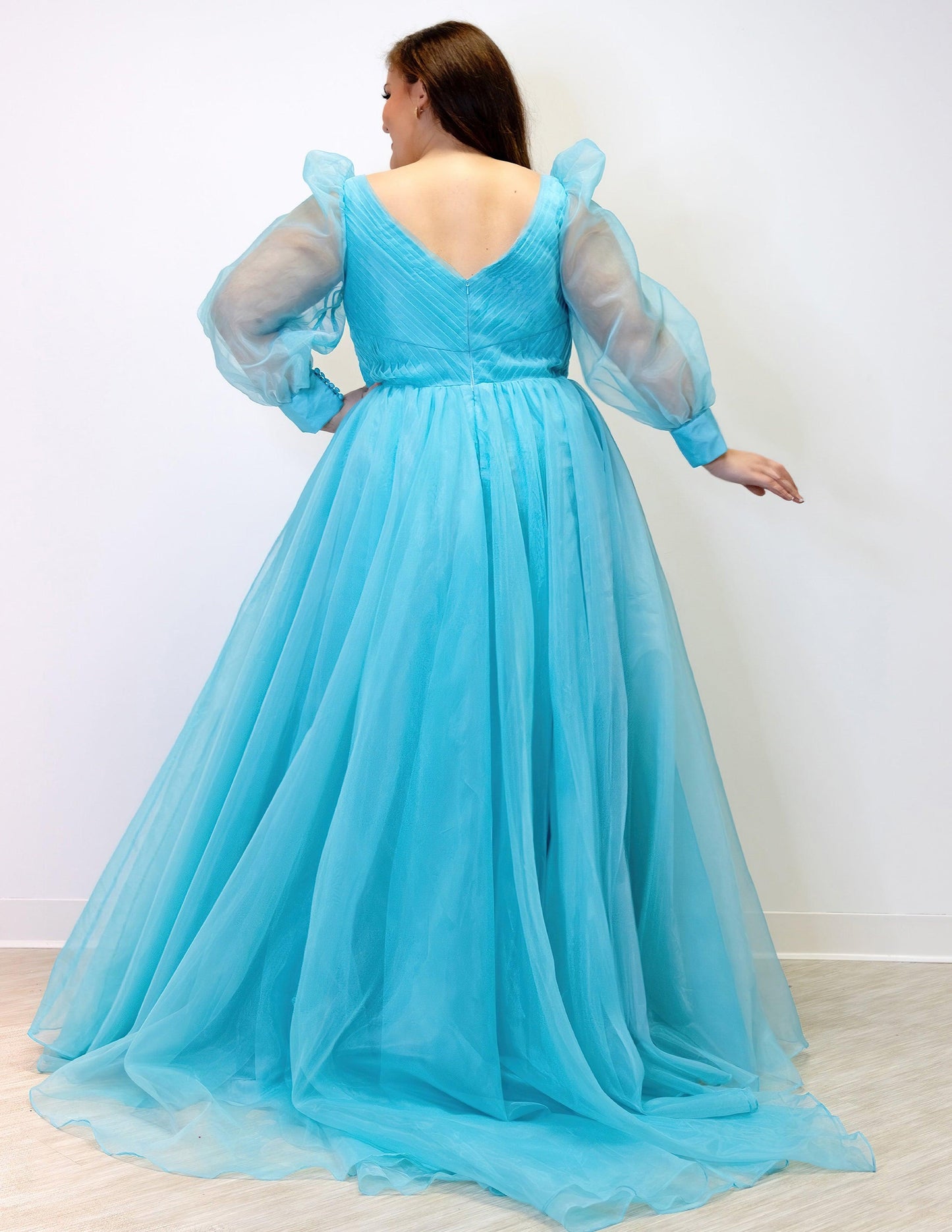 Formal Dresses Plus Size Long Sleeve Evening Formal Gown Sky