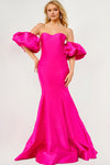 Prom Dresses Puff Sleeve Sweetheart Mermaid Long Prom Dress Fuchsia