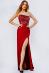 Prom Dresses Strapless Long Fitted Prom Gown RED