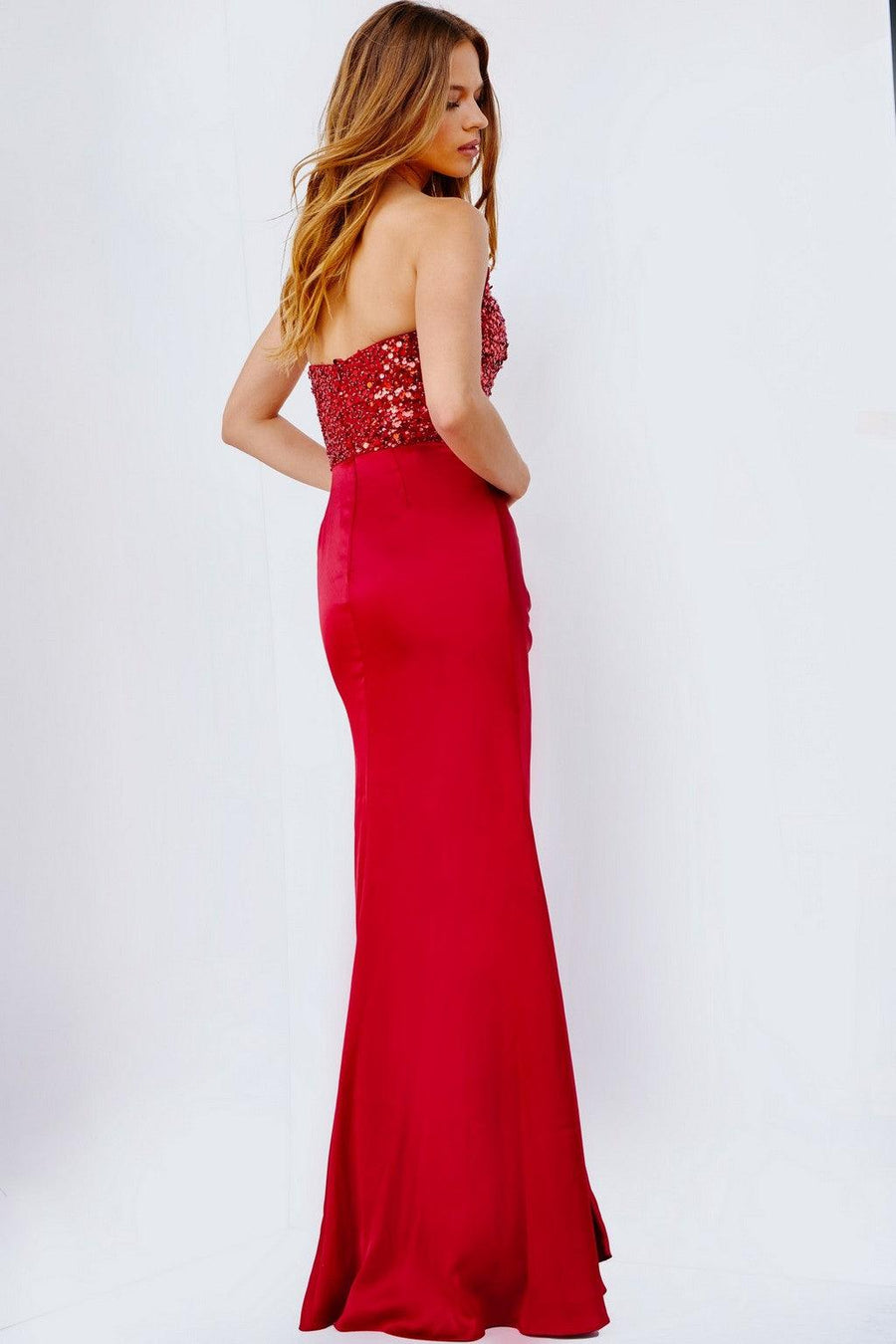 Prom Dresses Strapless Long Fitted Prom Gown RED