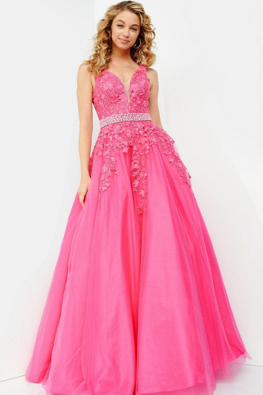 Prom Dresses Sleeveless Long A-Line Prom Gown HOT PINK