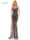 Prom Dresses Long Spaghetti Strap Floral Prom Dress Black