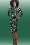 Cocktail Dresses Long Sleeve Bodycon Midi Dress  Green