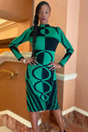 Cocktail Dresses Long Sleeve Bodycon Knit Dress Green