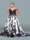 Wedding Dresses Long Off Shoulder Plus Size Wedding Dress Black/White