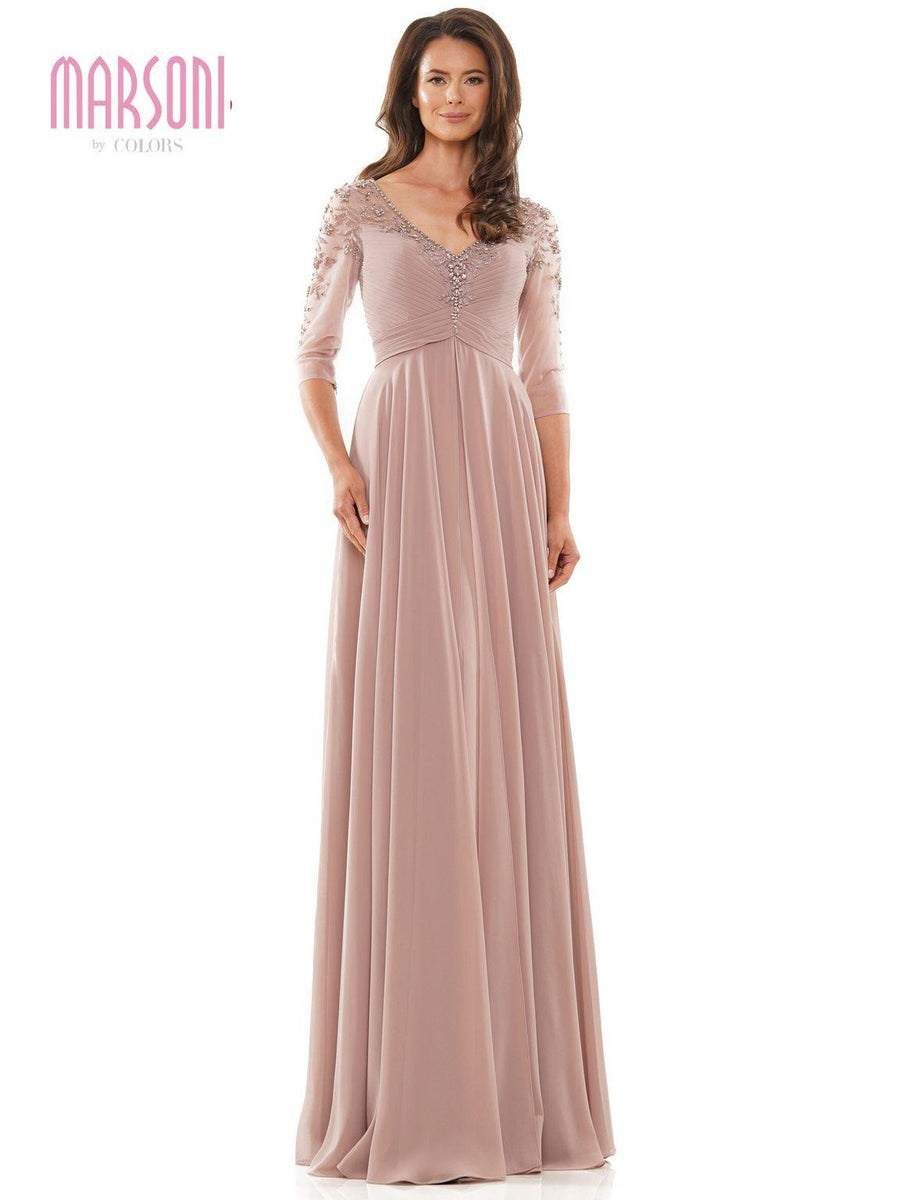 Mother of the Bride Dresses Long 3/4 Sleeve Mother of the Bride Dress Mauve