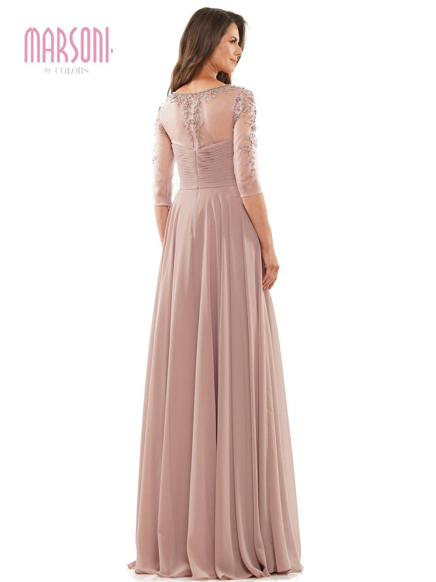 Mother of the Bride Dresses Long 3/4 Sleeve Mother of the Bride Dress Mauve