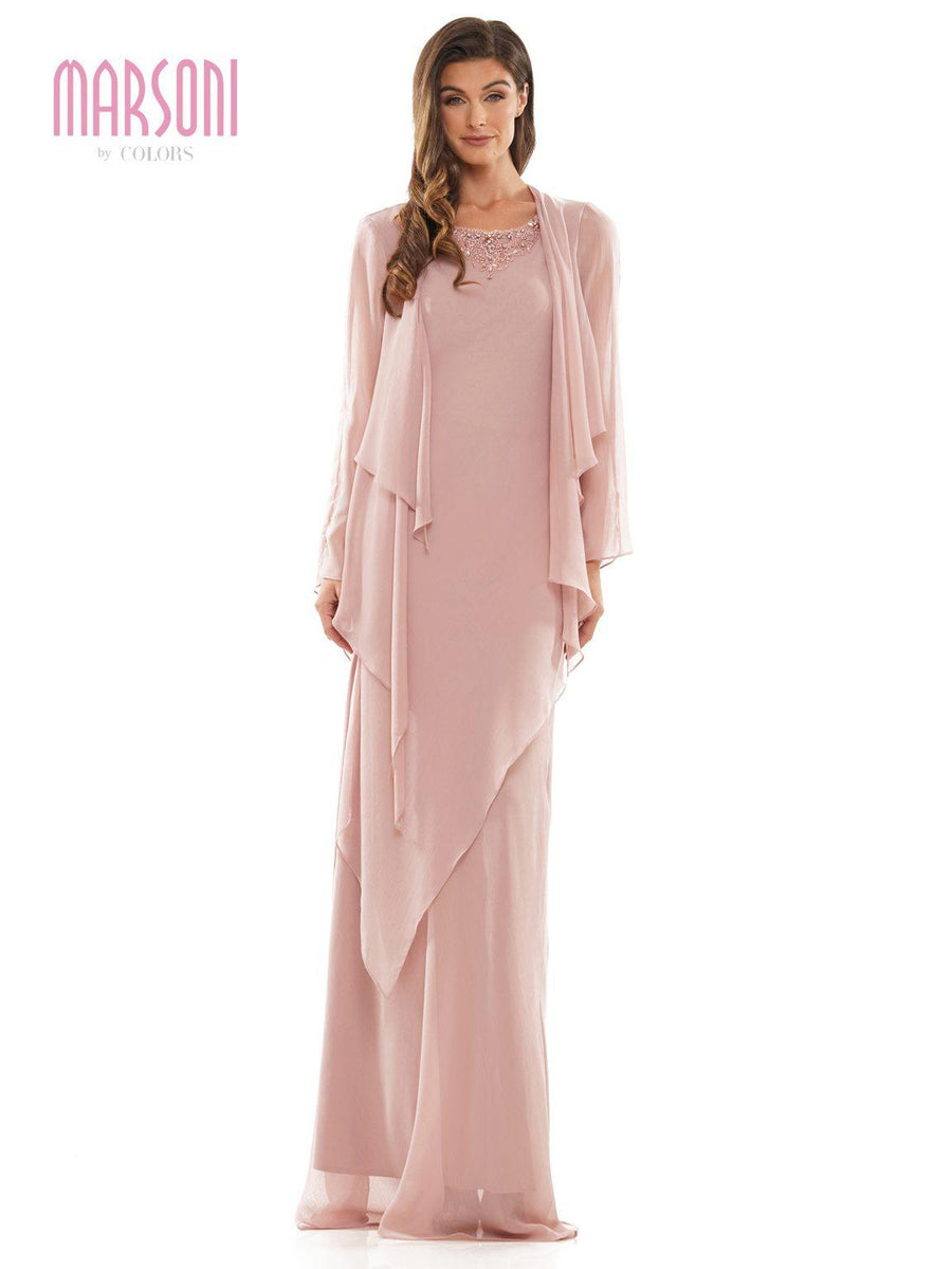 Mother of the Bride Dresses Long Sleeveless Formal Jacket Dress Mauve