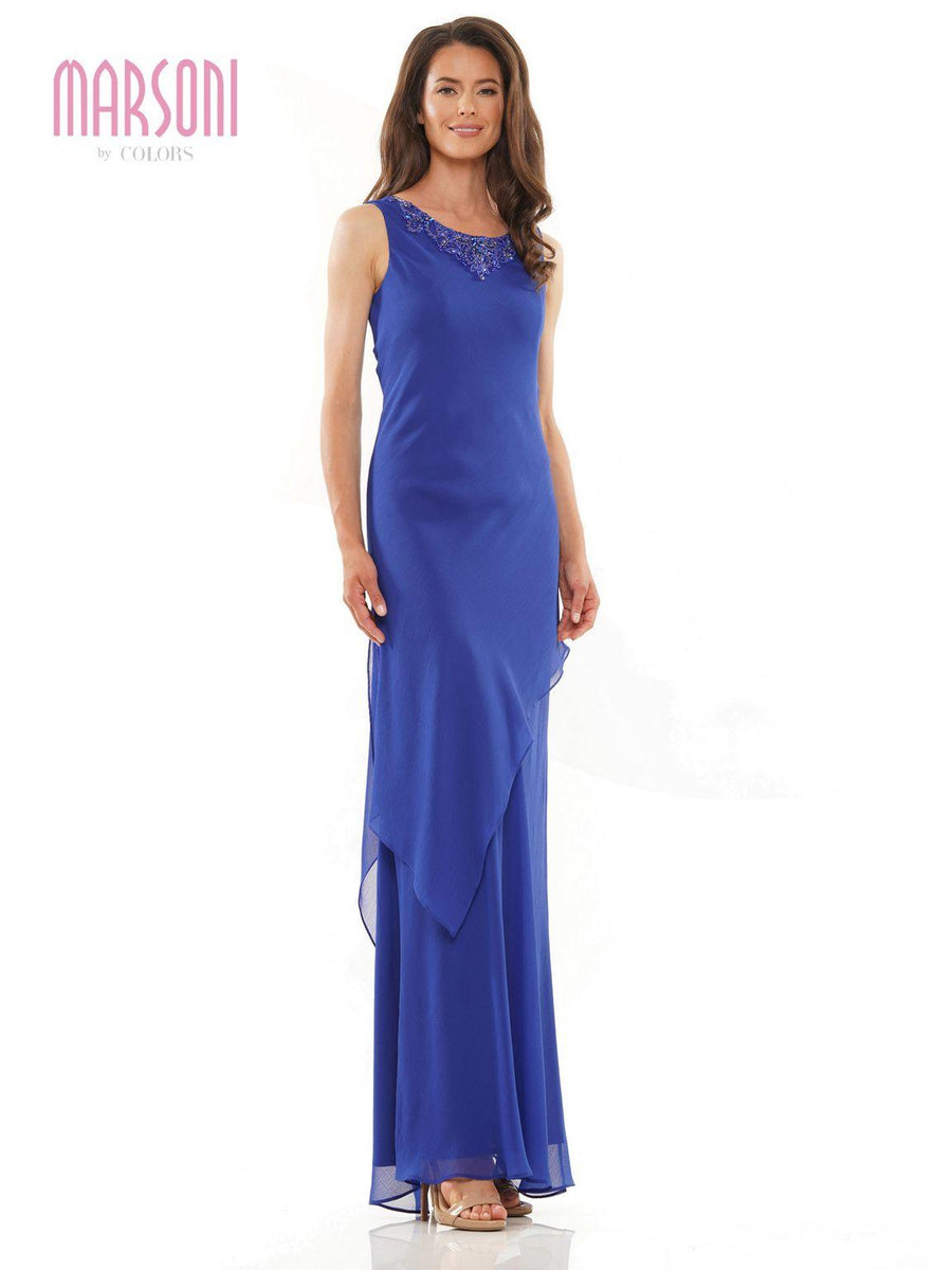 Mother of the Bride Dresses Long Sleeveless Formal Jacket Dress Sapphire