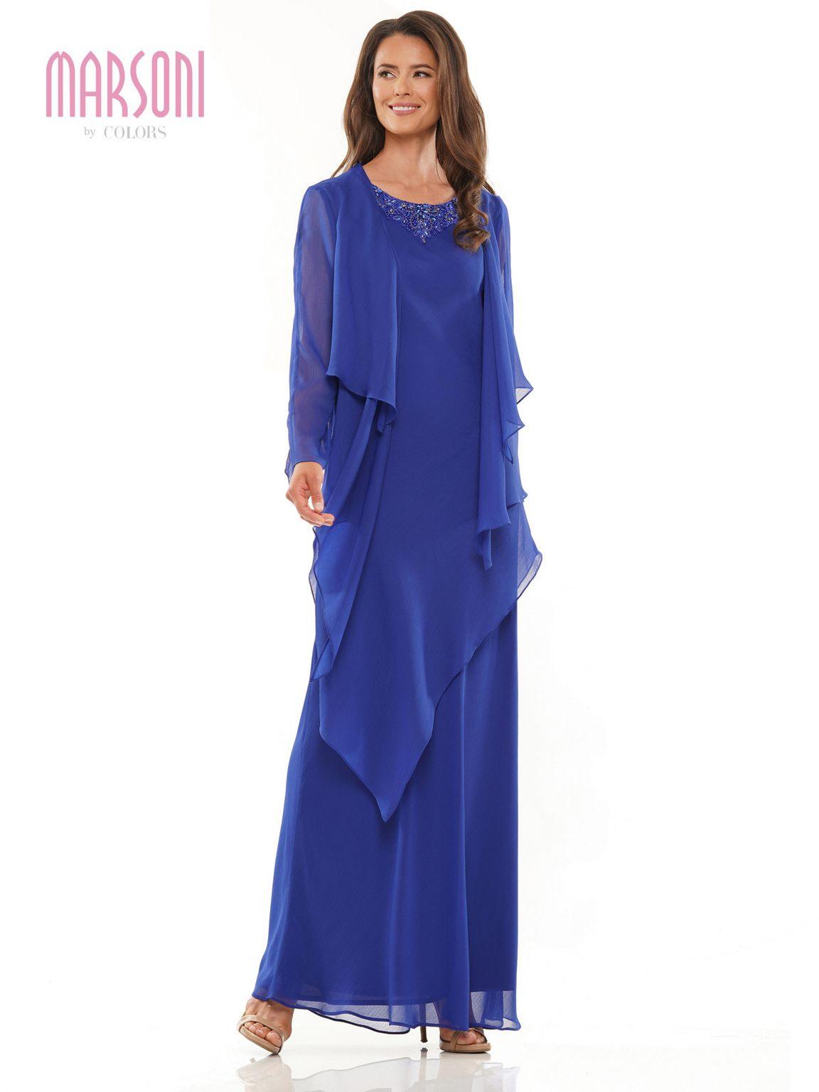 Mother of the Bride Dresses Long Sleeveless Formal Jacket Dress Sapphire