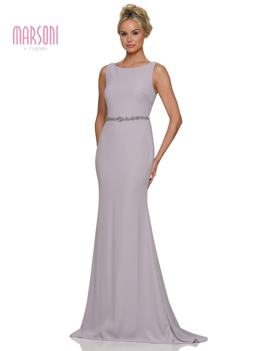 Formal Dresses Long Sleeveless Fitted Formal Dress Grey Mauve