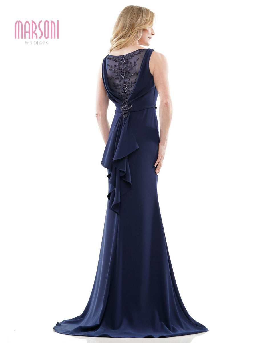 Formal Dresses Long Sleeveless Fitted Formal Dress Navy