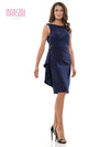 Cocktail Dresses Short Sheer Draped Back Cocktail Dress Navy