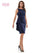 Cocktail Dresses Short Sheer Draped Back Cocktail Dress Navy