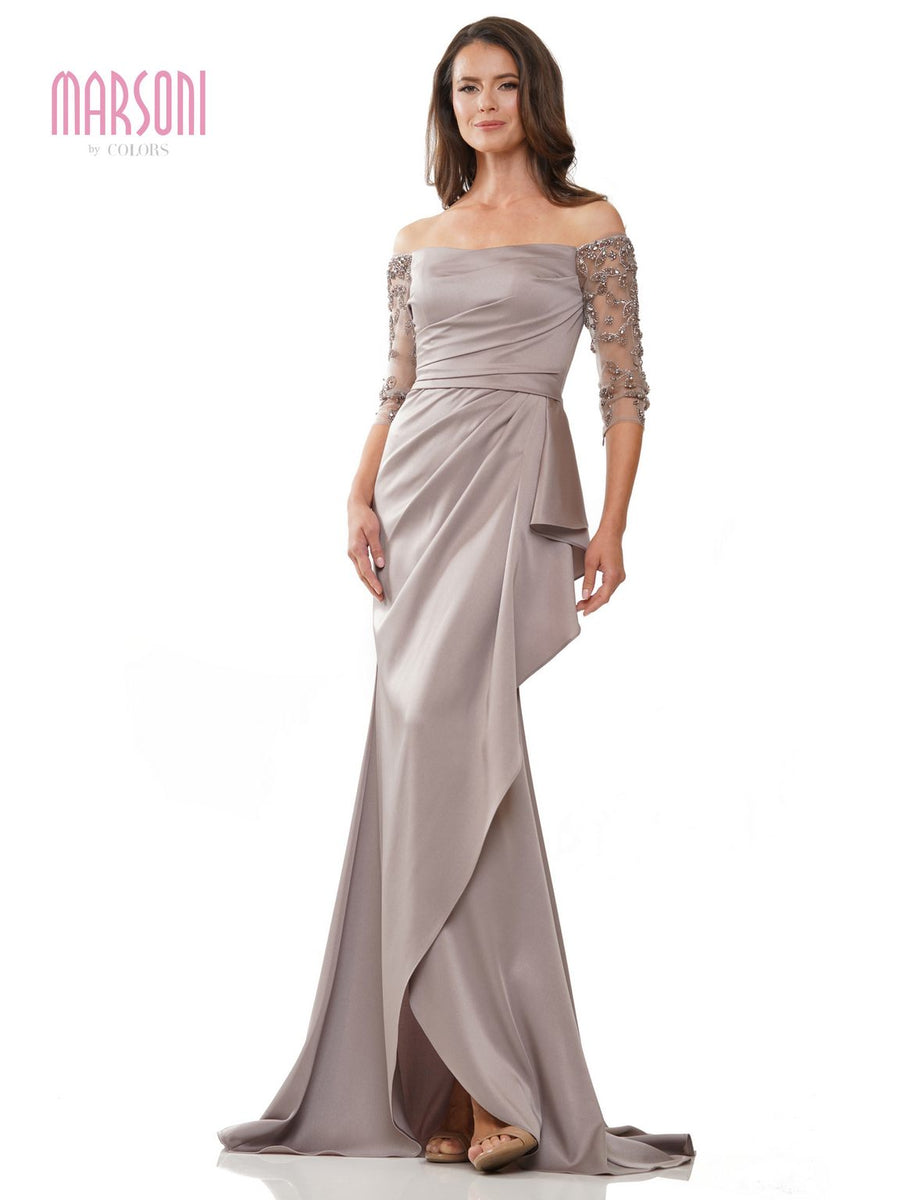 Formal Dresses Long Off Shoulder Formal Dress Taupe