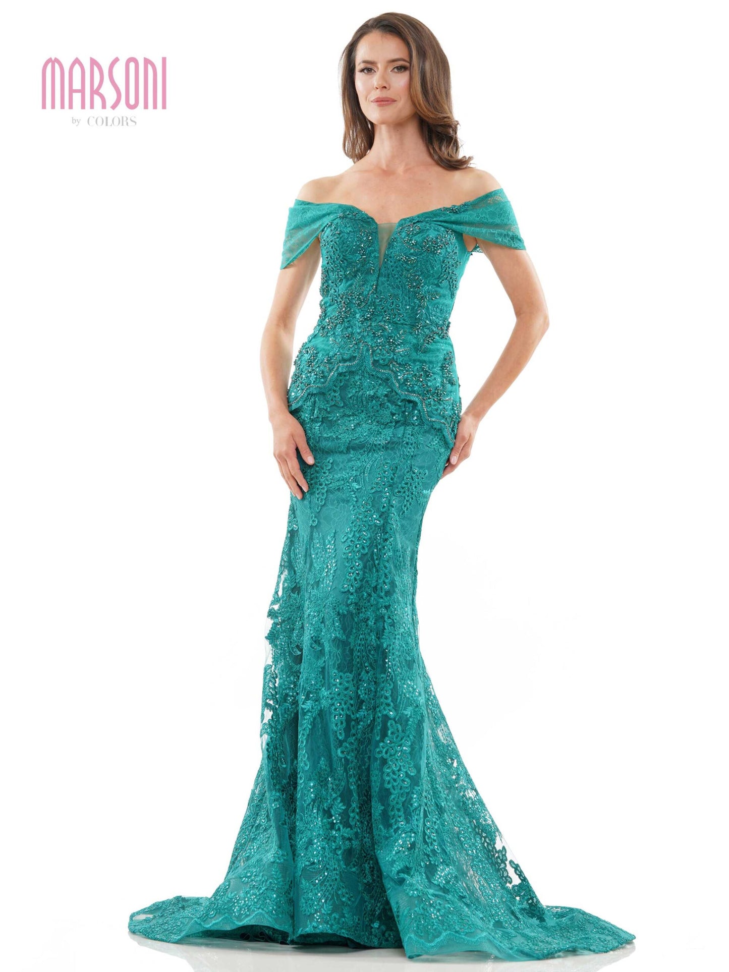 Formal Dresses Long Off Shoulder Formal Lace Dress Emerald