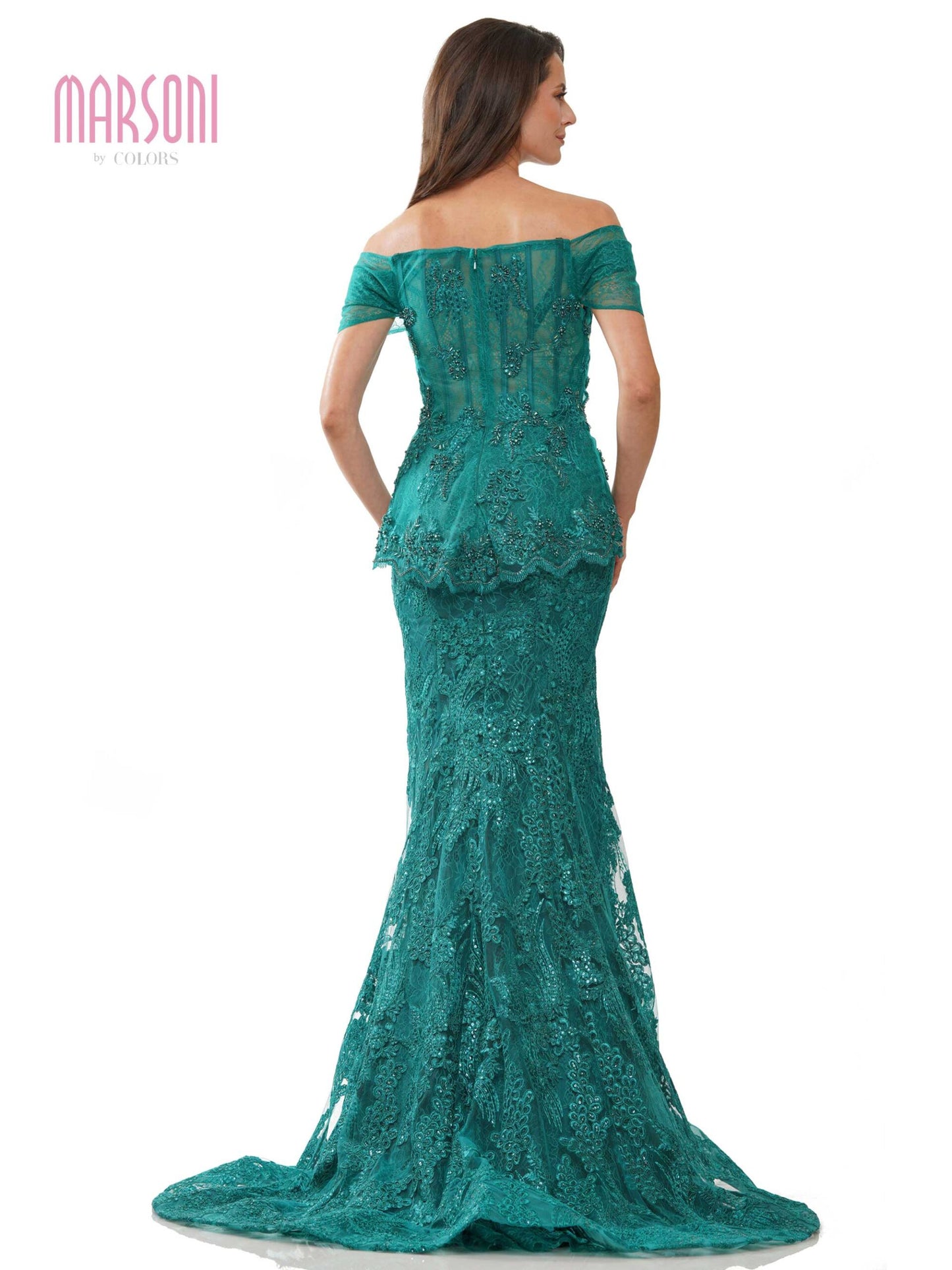 Formal Dresses Long Off Shoulder Formal Lace Dress Emerald