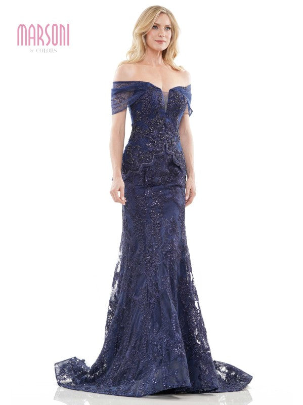 Formal Dresses Long Off Shoulder Formal Lace Dress Navy