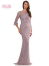 Mother of the Bride Dresses Mother of the Bride Quarter Sleeve Beaded Mesh Dress Dusty Rose