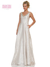 Formal Dresses Long Sleeveless V Neck Jacquard Formal Dress Champagne