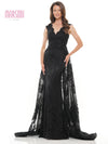 Formal Dresses Formal Embroidered Mesh Overskirt Dress Black