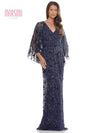 Mother of the Bride Dresses Mother of the Bride Beaded Mesh Cape Sleeve Dress Navy