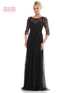 Mother of the Bride Dresses Mother of the Bride Beaded Mesh Quarter Sleeve Sheath Dress Black