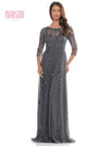 Mother of the Bride Dresses Mother of the Bride Beaded Mesh Quarter Sleeve Sheath Dress Charcoal