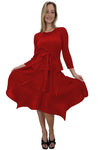 Cocktail Dresses 3/4 Sleeve Layered Wrap Belt Midi Dress Red