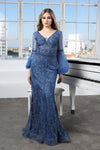 Formal Dresses Long Sleeve Formal Evening Dress Blue